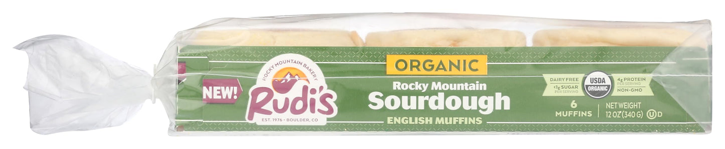 Rudis Bakery Organic Rocky Mountain Sourdough English Muffins, 12 OZ