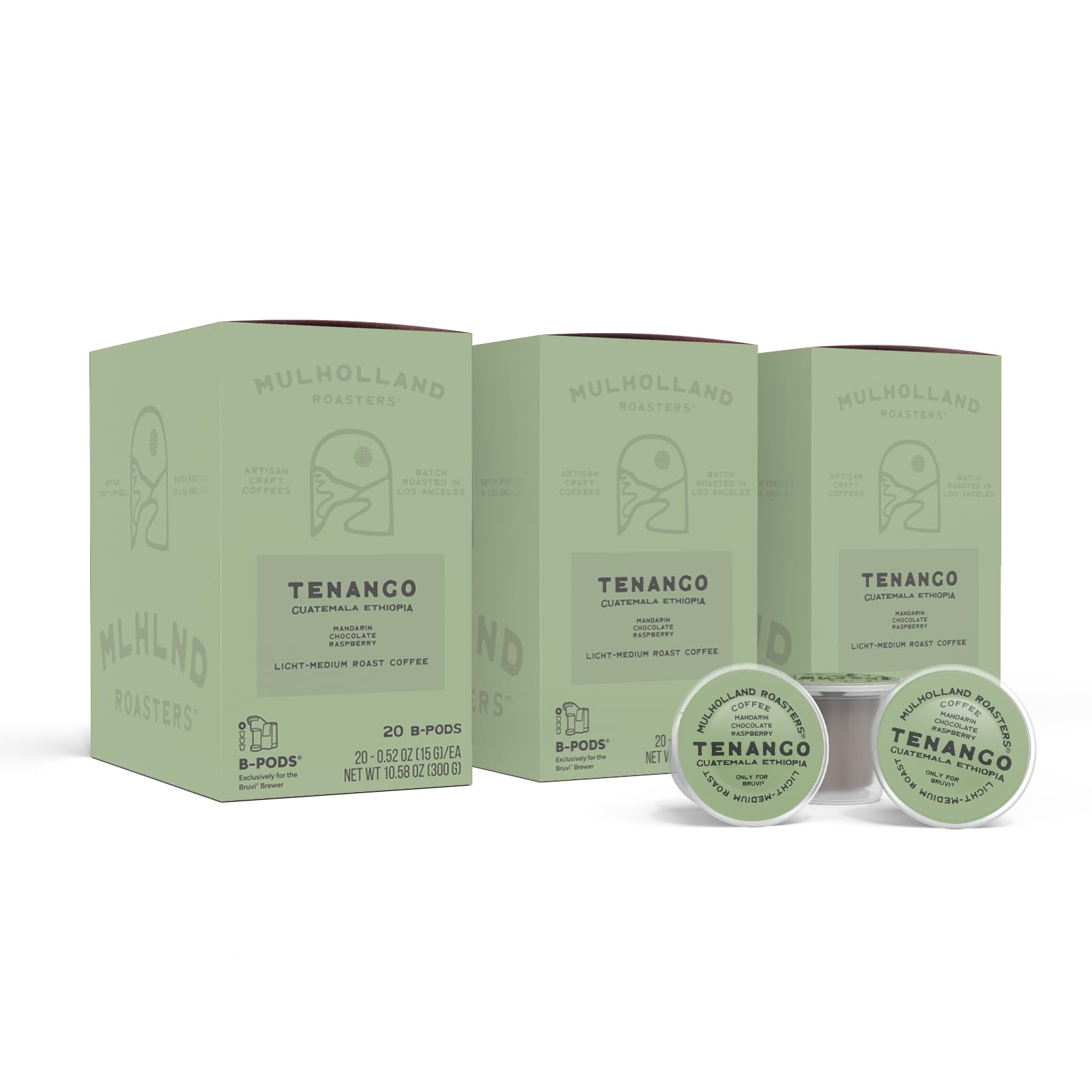 Mulholland Roasters | Tenango Coffee Single Cup B-Pods | Only Compatible with BRUVI Single-Serve Coffee Brewer | Includes 60 Pods
