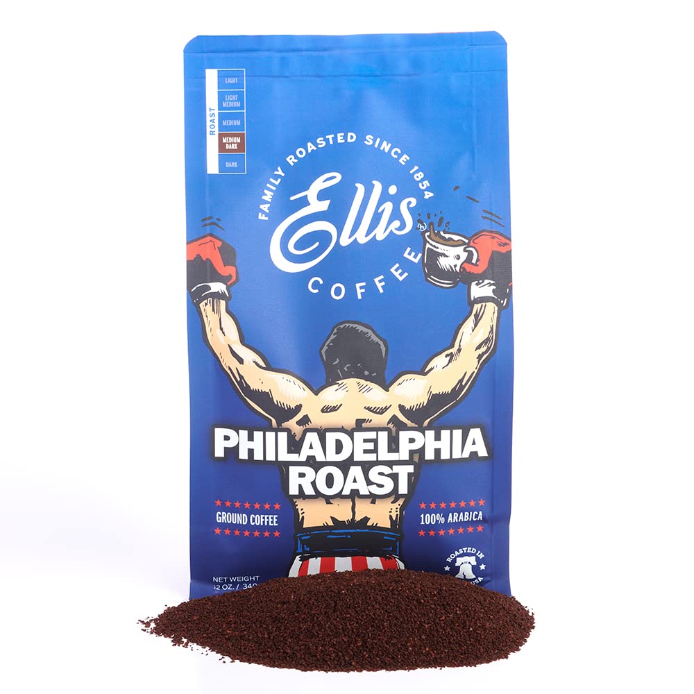 Ellis Coffee - Philadelphia Roast - Medium-Dark Roast - Ground Coffee - 12 oz Resealable Bag