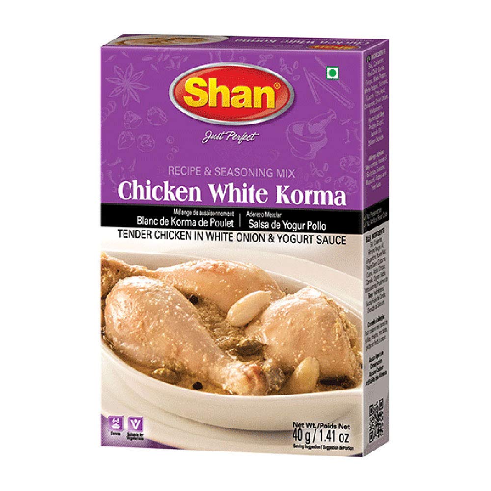 Shan Chicken White Korma Masala and Seasoning Mix 1.41 oz (40g) - Spice Powder for Tender Chicken in White Onion and Yogurt Sauce - Suitable