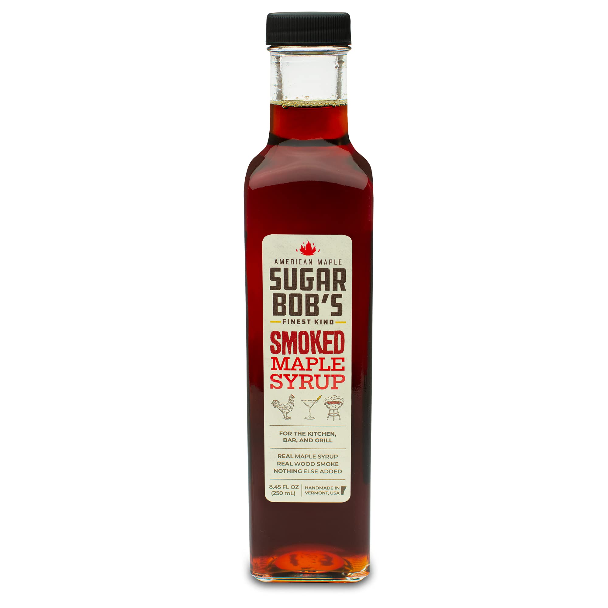 Sugar Bob’s Finest Kind - Smoked Maple Syrup, Real Maple Syrup Infused with Wood Smoke, Made in Vermont, For the Bar, Kitchen, and Grill, 8.45 fl oz