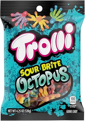 Ferrara Candy Company Trolli Sour Brite Octopus, Original Flavor, 120g/4.2 oz. Bag (Imported from Canada)