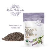 Halo Naturals Organic Chaste Tree Berries Whole Cut & Sifted, 1 Pound (Vitex agnus castus) USDA Certified | Resealable Pouch| Packaged in The USA