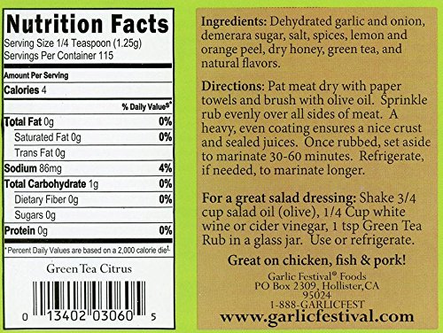 Garlic Festival Foods Garli-Gasm Green Tea, Citrus and Garlic Rub