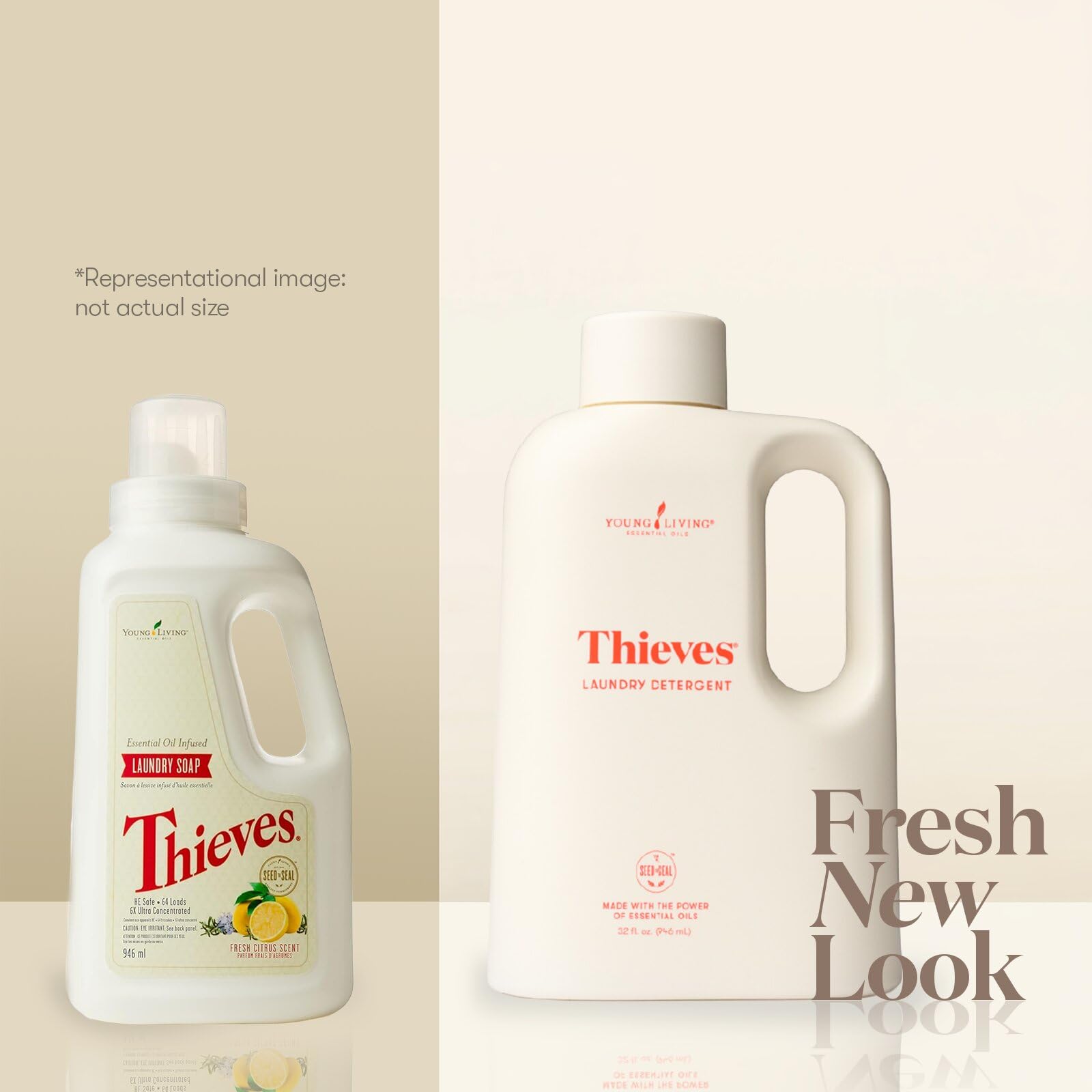 Young Living Thieves Laundry Soap | 32oz | Concentrated Laundry Detergent | Plant Based Formula with Essential Oils | Lemon, Cinnamon, & Rosemary Oil