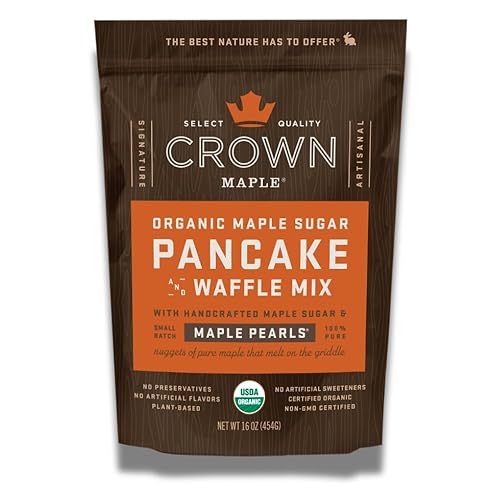 Crown Maple Certified Organic Pancake and Waffle Mix, Made with Handcrafted Sugar and Small-Batch Pearls, 16 Fl Oz (Pack of 1)