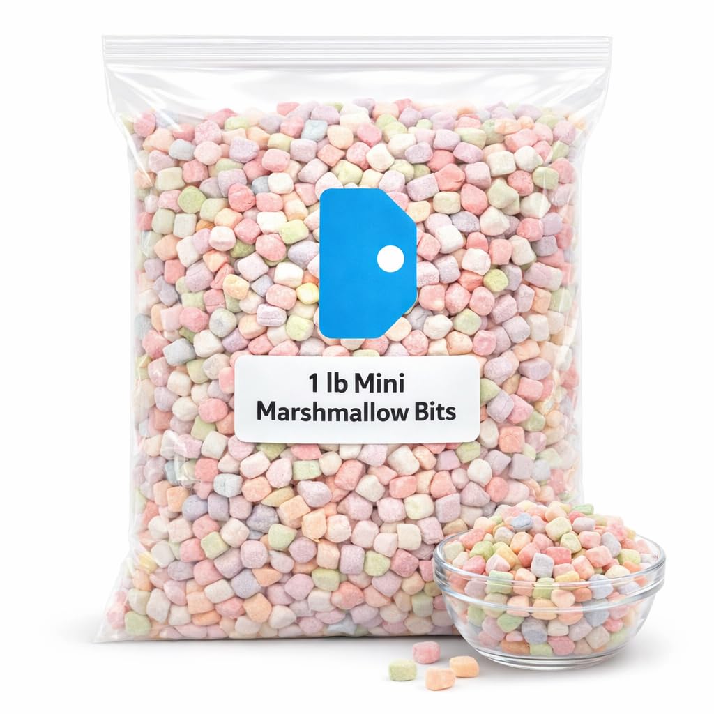 1 lb Bulk Dehydrated Mini Marshmallow Bits - Perfect for Hot Chocolate, Baking, Desserts, Cereal & Party Treats