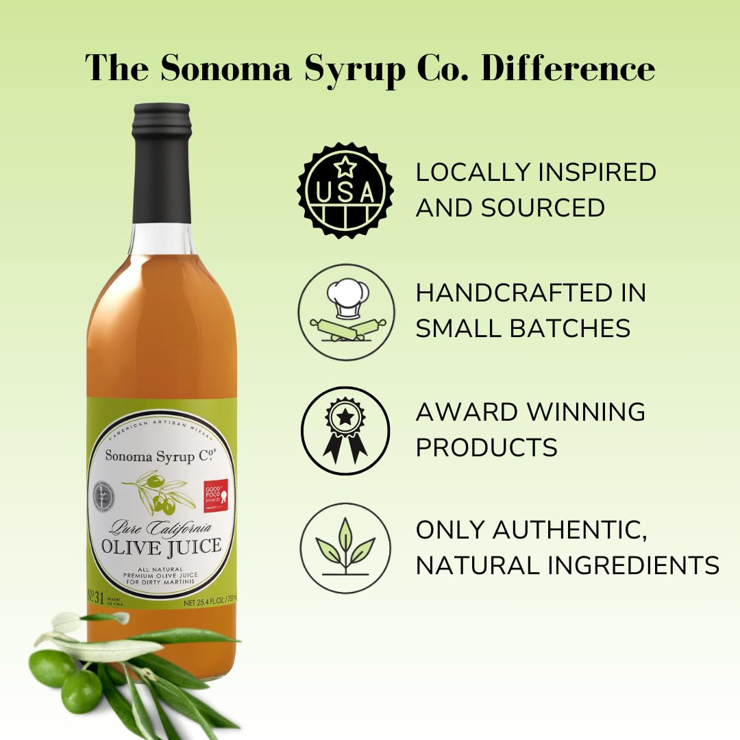 Sonoma Syrup Co Pure Olive Juice 25.4 Fl Oz Bar Mixer for Dirty Martini