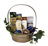 Gift Basket Village: Golden Elegance Medium - Luxurious Assortment of Cookies, Nuts, Wafer Rolls, Chocolates & Candy, Ideal Gift