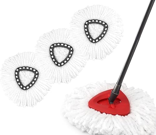 Eshoppercity Brand - 3 Pack Spin Mop Replacement Head Easywring 1-Tank System, Easy Cleaning, Microfiber, Machine Washable Compatible with Wring Spin