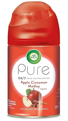 Air Wick Pure Freshmatic Refill Automatic Spray, Apple Cinnamon Medley, 1ct, Air Freshener, Essential Oil, Odor Neutralization, Packaging May Vary