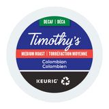Timothy's World Coffee Decaf Colombian K-Cup Coffee, 24 Count (Pack of 2) (Packaging may vary)
