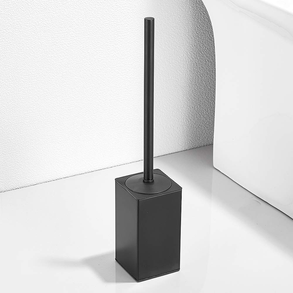 Freestanding Toilet Brush Holder for bathrooms 304 Stainless Steel Toilet Brush Stand Square Storage and Organization Rust Resistant 17-inch high