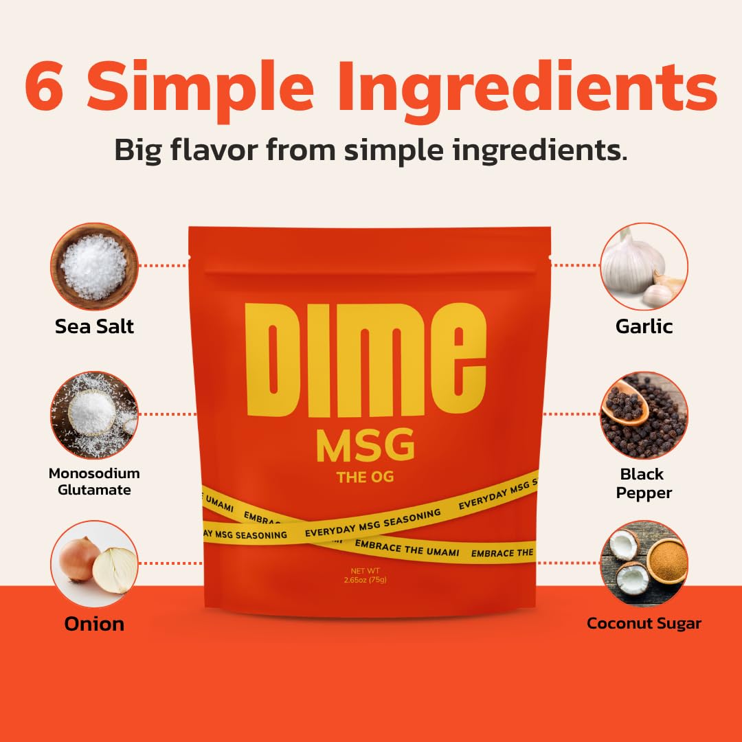 DIME MSG Garlic Pepper Umami Seasoning, All Purpose Salt Pepper Garlic Spice Blend - Savory Umami for Cooking & Grilling - Chicken, Steak, Rice