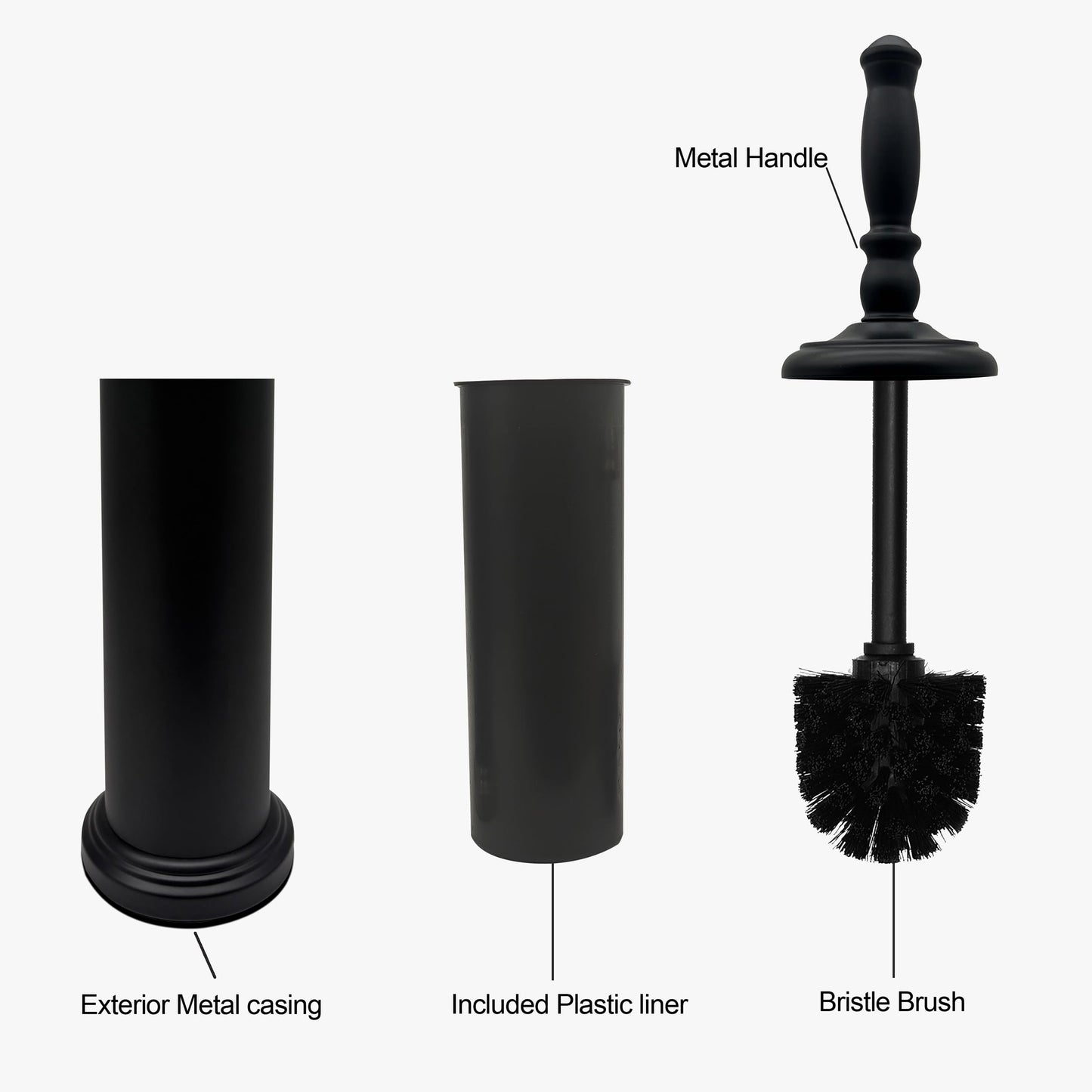 Indecor Home Metal Toilet Bowl Brush with Holder Premium Bathroom Cleaning Set Rustproof Hygienic Durable Elegant Finish
