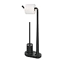 iDesign Cade BPA-Free Plastic Toilet Paper Bowl Brush Set, Tissue Stand Plus, Matte Black