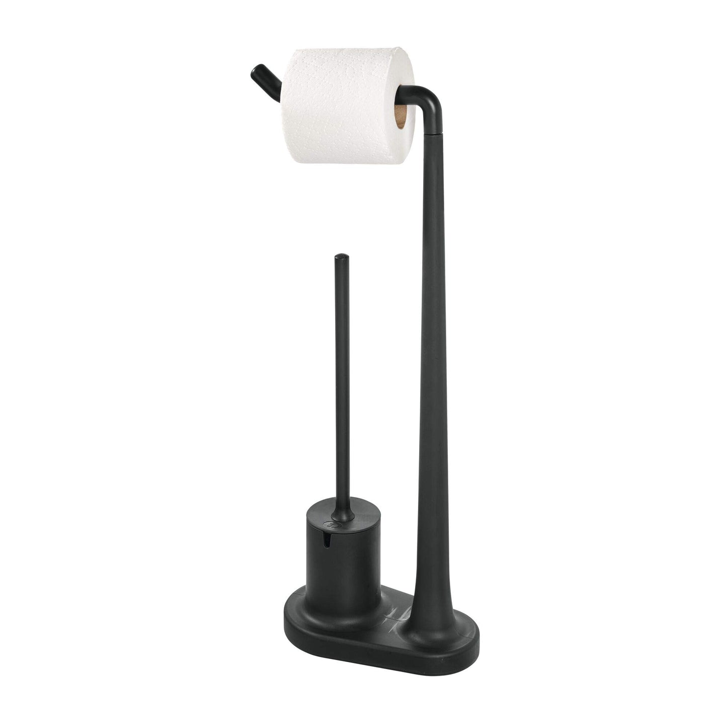 iDesign Cade BPA-Free Plastic Toilet Paper Bowl Brush Set, Tissue Stand Plus, Matte Black