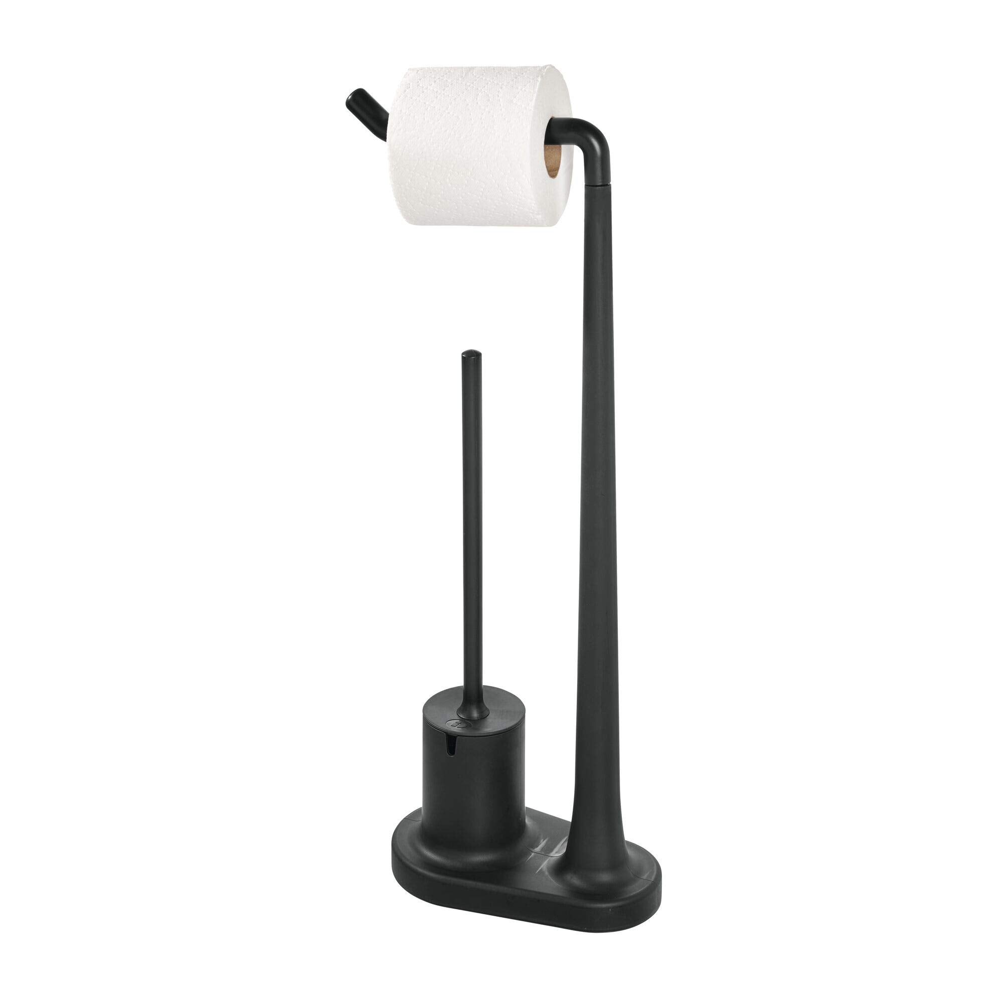 iDesign Cade BPA-Free Plastic Toilet Paper Bowl Brush Set, Tissue Stand Plus, Matte Black