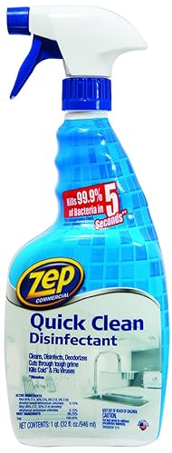 ZEP 1047858CT 5 Second Quick Clean Disinfectant, 32 oz Spray Bottle, 12/Carton
