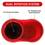 Pedal Spin Mop and 7LT Bucket Floor Cleaning System with 3 Extra Microfiber Mop Replacement Refills - Labor-Saving Foot Pressure Spin Mop