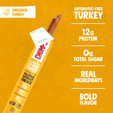Chomps Original Turkey Jerky Meat Snack Sticks 10-Pack - Keto, Paleo, Low Carb, Whole30 Approved, 12g Lean Meat Protein, Gluten Free, Antibiotic Free