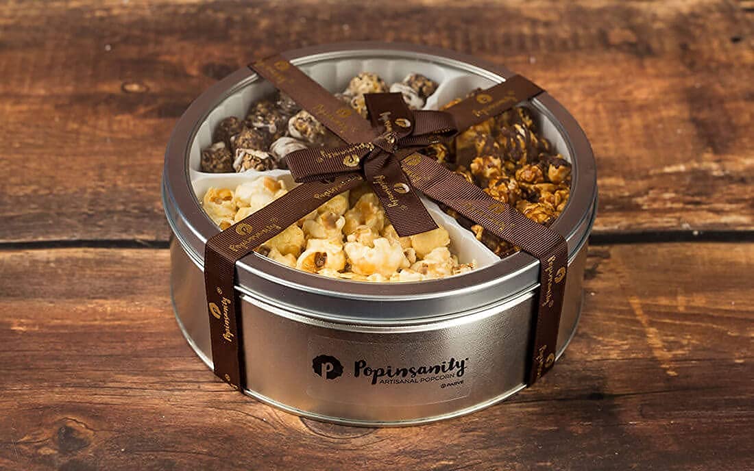 Popinsanity Gourmet Popcorn Tri Flavored Gift Pack, Oprah’s Favorite Things! 16 Oz Tin Overflowing with 3 of Our Most Popular Flavors, Cookies N'