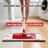Microfiber Flat Mop for Floor Cleaning, 360° Rotating Hardwood Mop with 2 Reusable Washable Pads, Wet Dry Dust Mop with Coated Iron Handle, Lazy