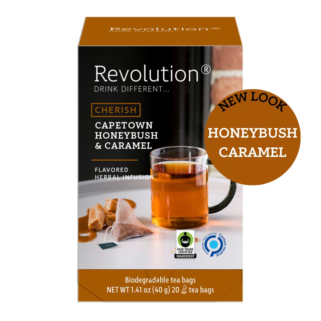 Revolution Tea CHERISCH Capetown Honeybush & Caramel Rooibos Tea - 20 Count, Sweet Rooibos Indulgence
