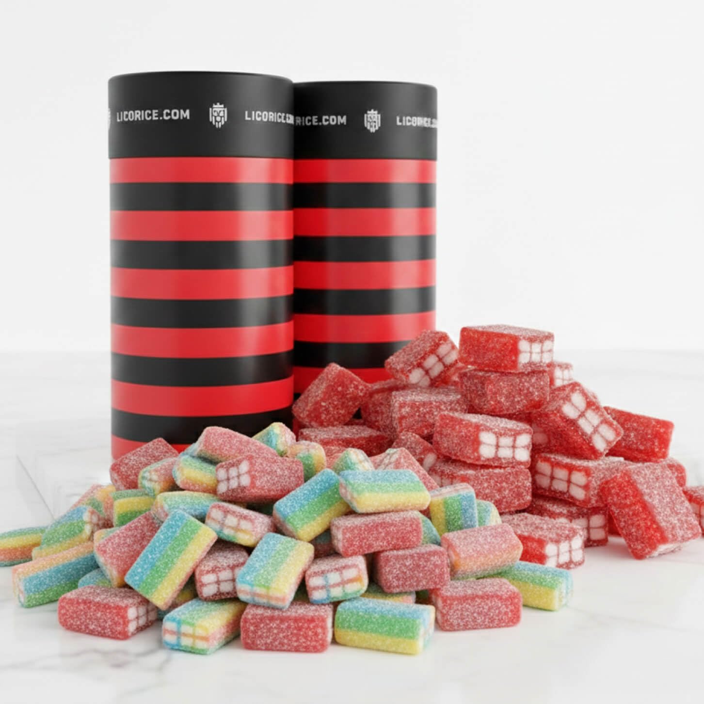 Licorice.com | Sweet & Sour Licorice Petite Bricks | Soft & Chewy Licorice | Rainbow & Strawberry | Blend of Fruity Undertones & Twirls of Tang | Pack