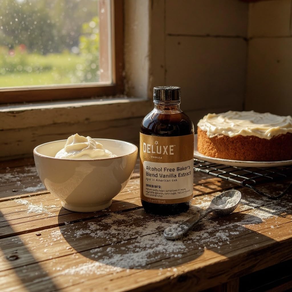 Alcohol Free Vanilla Extract Bakers Blend 4 fl oz Small Batch Producted in Oak Barrel Aged Intense Flavor - Non Alchoholic