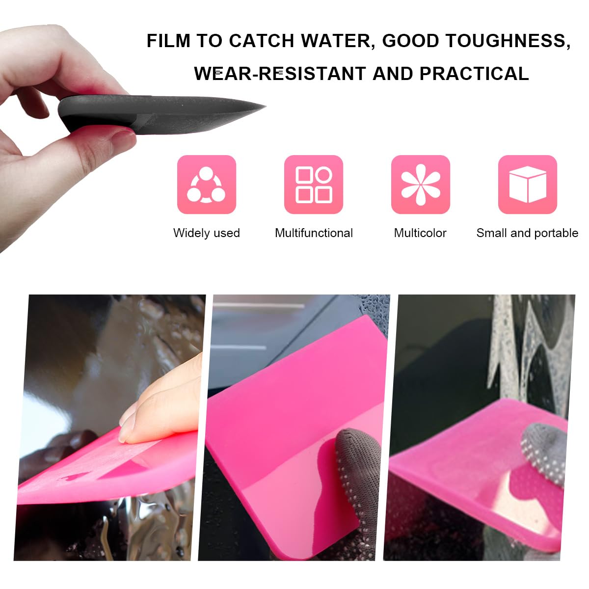 JNXIJ 5 in 1 TPU Squeegee Kit, Anti-Scratch TPU Car Vinyl Wrap Tools with Different Sizes, Flexible Water Blade Scraper Small Window Tint Tool
