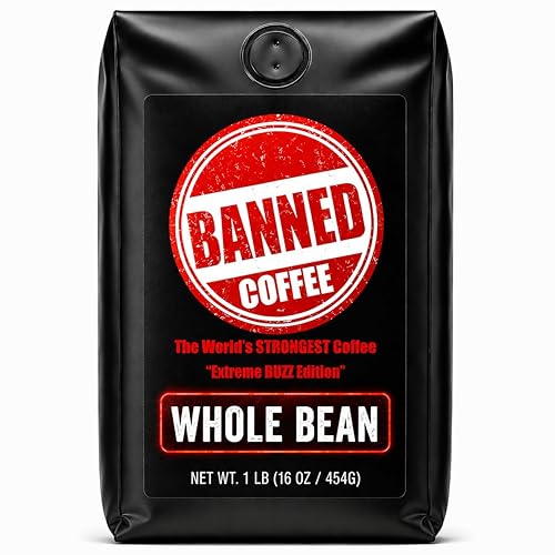 Banned Coffee™ Whole Bean - World’s Strongest High Caffeine Coffee That Shouldn’t Be Allowed - Bold Medium -Dark Roast Arabica & Robusta Blend