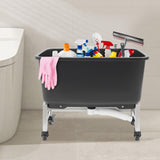 Portable Mop Sink w/Wheels Plastic Utility Sink Basin Freestanding Mop Bucket for Laundry Room, Garage, Basement, Garden, One-Touch Drain Function