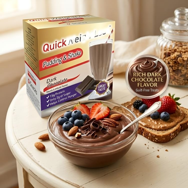 Dark Chocolate High Protein Pudding & Shake Powder | Fast Weight Loss Supplements | Low Calorie Low Carb Low Fat Diet Shake | 15g Protein Meal