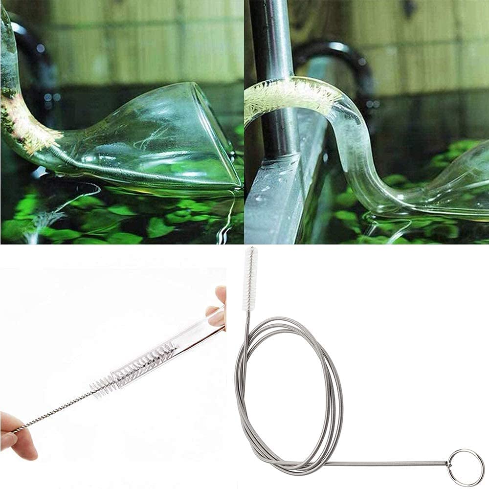 BYTRON Extra Long Pipe Tube Cleaner Fridge Drain Pipe Dredging Tool Flexible Drain Brush Skinny Tube Spiral Cleaning Brush Drinking Straw Cleaner