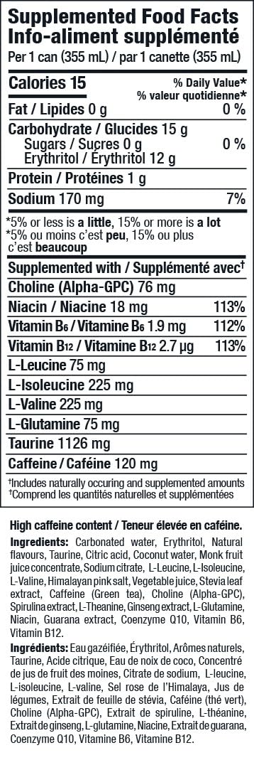Exponent - Sector-C Fusion Energy Drink | Pack of 12, 355mL Cans | Light & Crisp Citrus Blend | Zero Sugar & Sucralose | Naturally Sourced Caffeine |