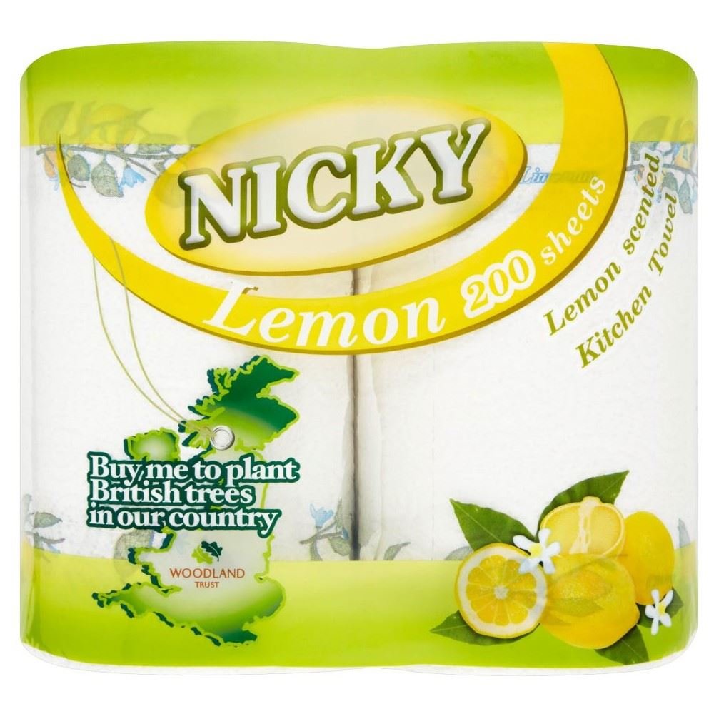 Nicky Maxi Kitchen Towels Lemon - 100 Sheets per Roll (2) - Pack of 2