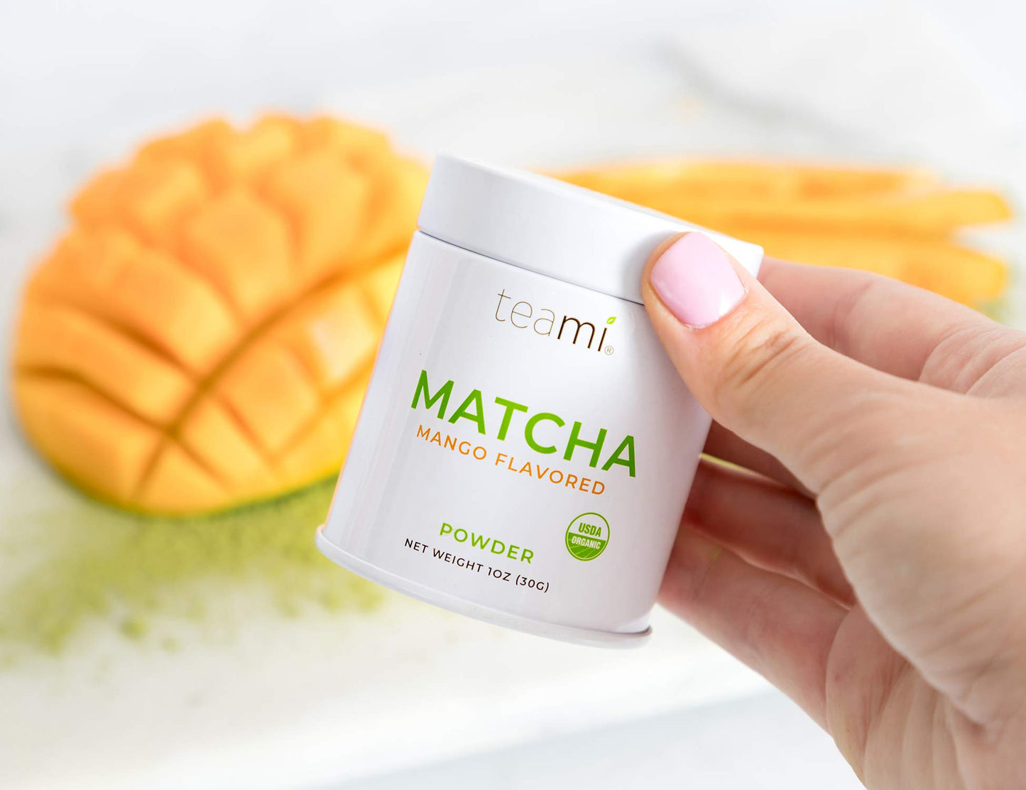 Teami Matcha Green Tea Powder - with Real Mango - Ceremonial Grade USDA Organic - Best for Lattes, Smoothies, Baking, Recipes, Traditional Preparation