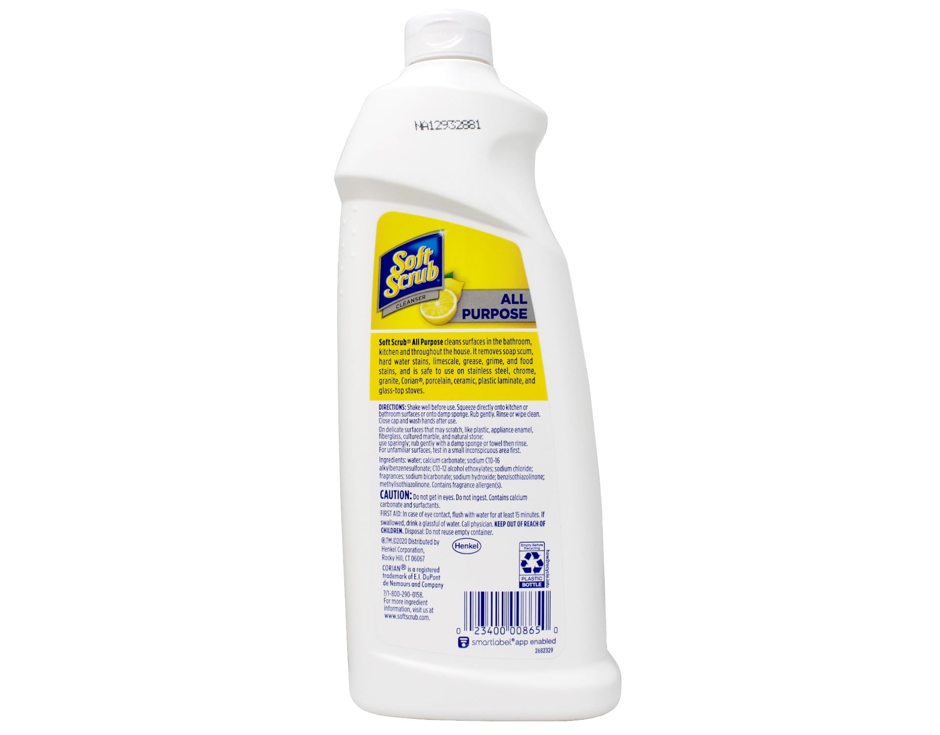 Soft Scrub 00865 24 Oz Lemon Soft Scrub All-Purpose Cleanser