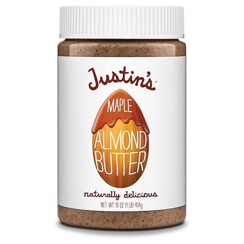 Justin's Maple Almond Butter, No Stir, Gluten-free, Non-GMO, Responsibly Sourced, 16oz Jar