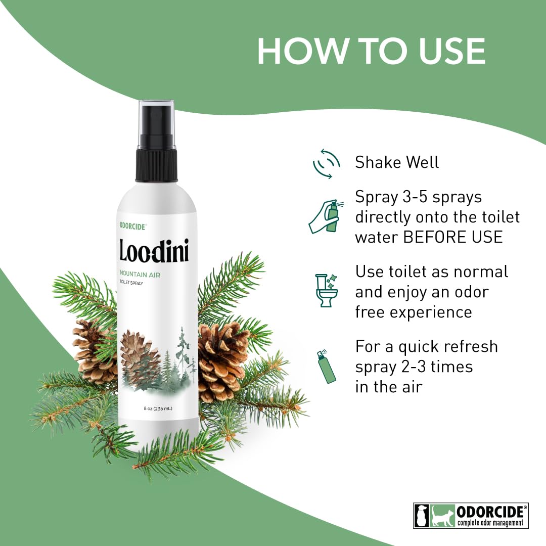 Odorcide Loo-Dini Mountain Air 8oz Toilet & Bathroom Spray - Odor Eliminator