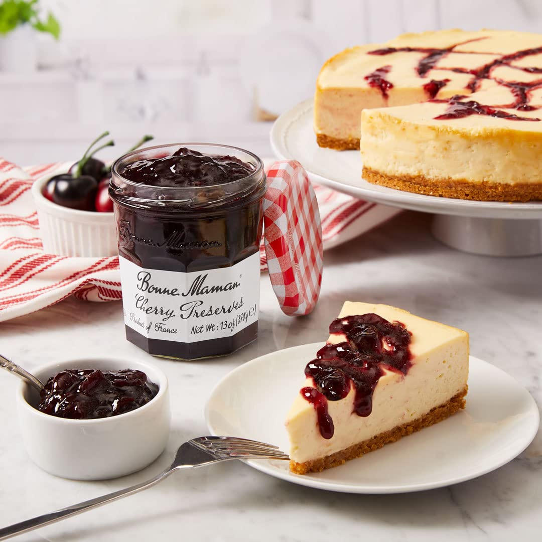 Bonne Maman Cherry Preserves, 13 oz Glass Jars (Pack of 6) - Non-GMO, Made with Simple Ingredients