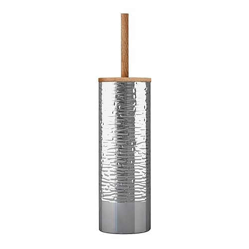 nu steel TBH-MET-17 Slim Compact Freestanding Toilet Bowl Brush and Holder for Bathroom Storage and Organization - Space Saving, Sturdy, Deep