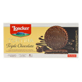 Loacker Tortina Triple Chocolate - Individually Wrapped Premium Dark Chocolate Enrobed Crispy Cocoa Wafer Tartlets with Cocoa Cream Filling - Pack
