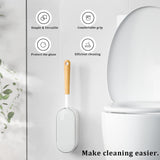 ERGONOW Toilet Brush and Holder with Lid Set, Curved Design Angled Toilet Bowl Brush Scrubber, Durable Bristles for Bathroom Cleaning