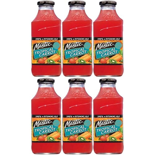 Feaigit Tropical Carrot Drink, 16oz Glass Bottle (Pack of 6, Total of 96 Fl Oz) L L