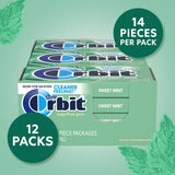 ORBIT Sweet Mint Sugar Free Individually Wrapped Chewing Gum Mint Bulk Box , 12 Packs of 14-Pieces (168 Total Pieces)