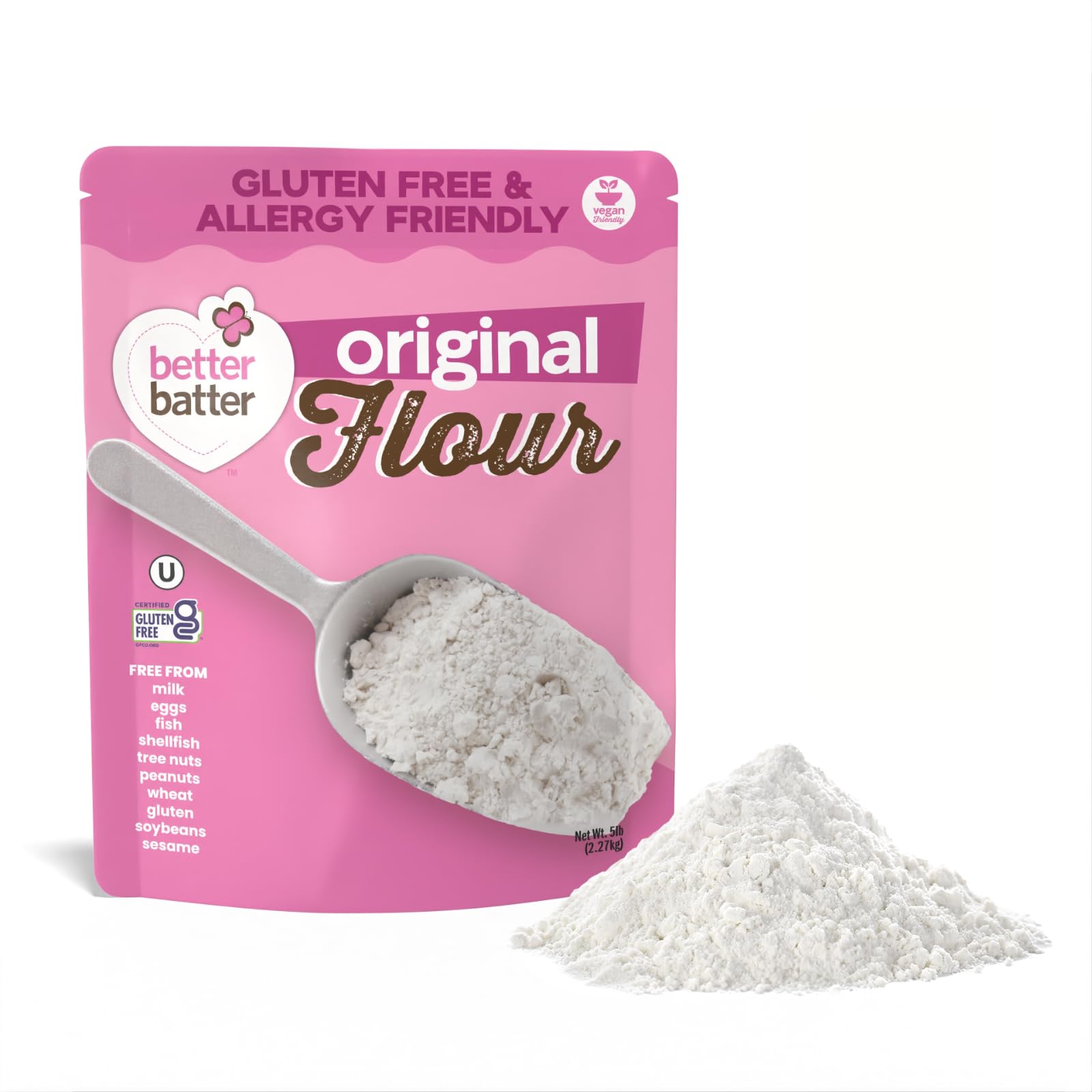 Better Batter Original Blend Multipurpose Gluten Free Flour 5lb - Certified GFCO, Vegan, Kosher, Non-GMO - Top 9 Allergen Free, Award Winning