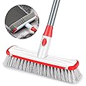 Floor Scrub Brush with Long Handle, Scrubbing Brush Squeegee Broom for Cleaning, 2 in1 Stiff Bristle Shower Scrubber Floor Squeegee for Pool Wall