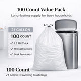CEDARRA 21 Gallon Drawstring Trash Bags, 100 Count Extra Strong Drawstring Kitchen Garbage Bags, Fit for 80 Liter / 21.1 Gal, Tear-Resistant Unscented